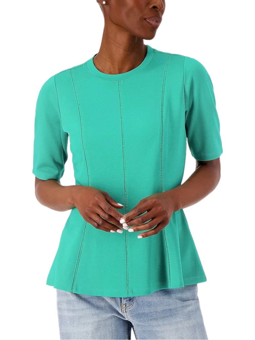 Studio Emerald Green Short Sleeve Crewneck Top Size 1X - Picture 3 of 3